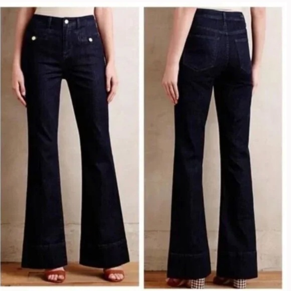 Anthropologie Pilcro & Letterpress Superscript High Rise Flare Jean 26 Petite - Picture 1 of 13